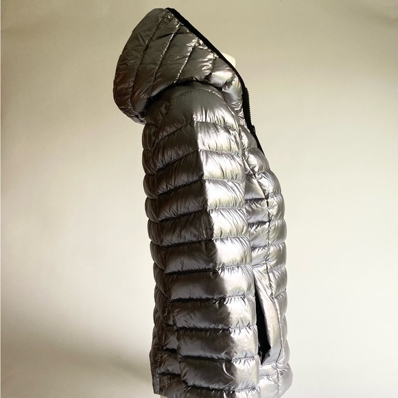 Coach Silver Grey Polyamide Duck Down Packable Hooded Puffer Jacket size S - Picture 7 of 14